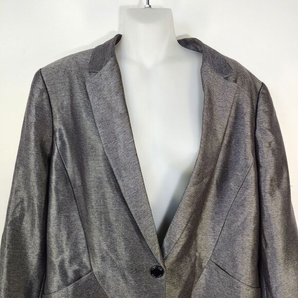 Calvin Klein Womens Blazer Jacket Size 14 1 Button Gray Lined Polyester Rayon - Picture 3 of 12